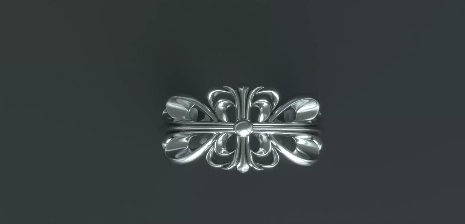 Chorme Hearts style Double Floral Ring 3D print model