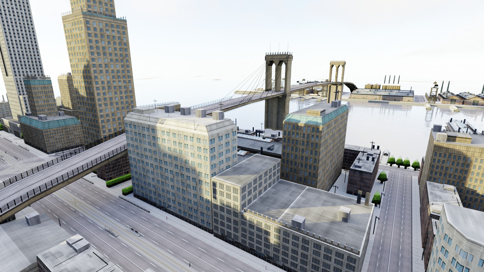 Big City low poly count 3D model_1