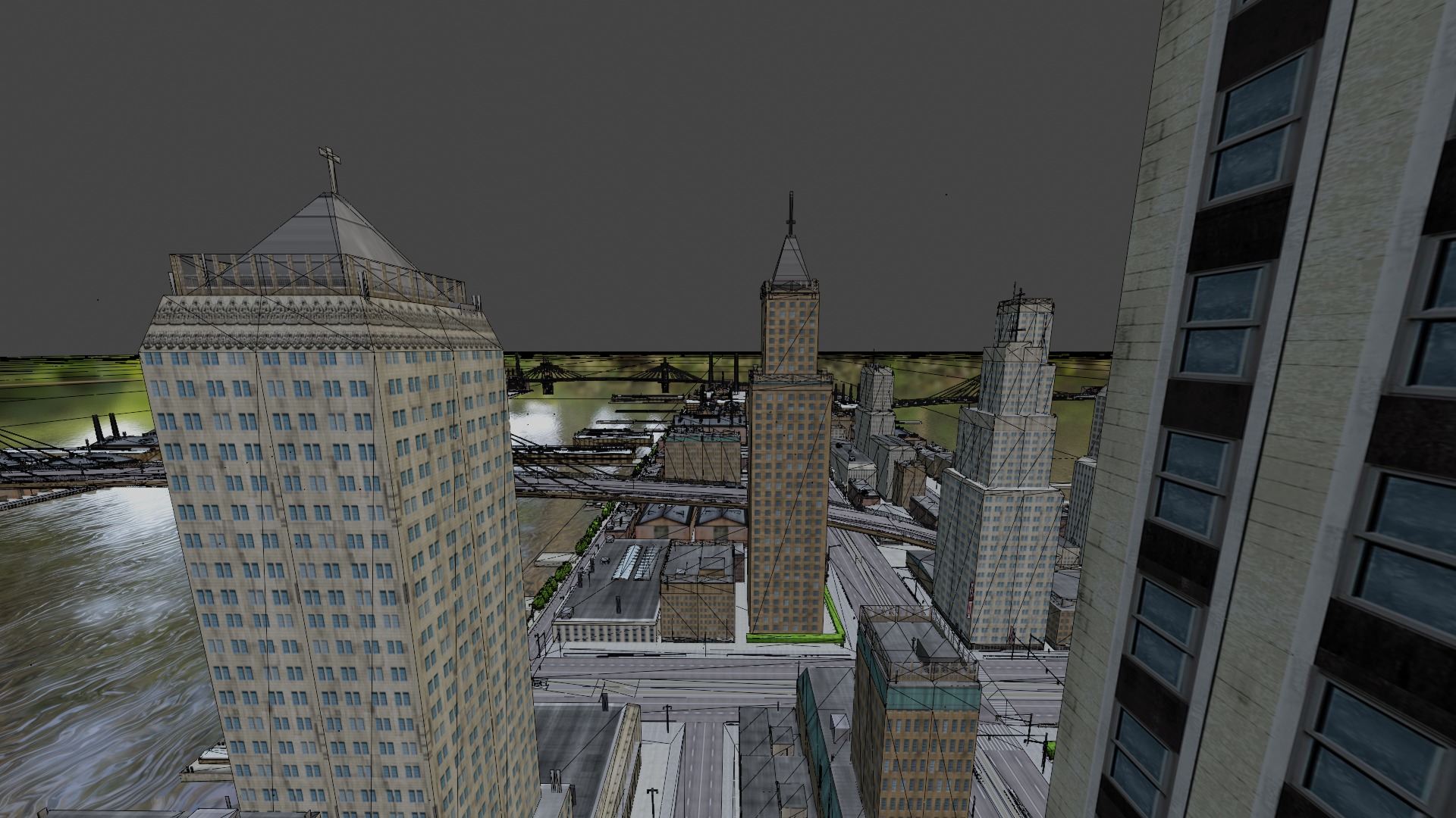 Big City low poly count 3D model_6