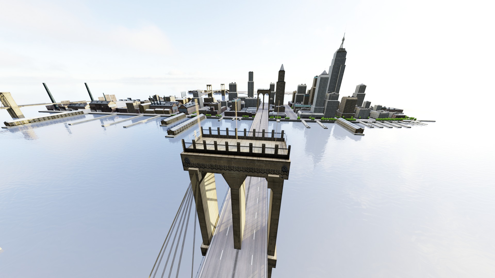 Big City low poly count 3D model_5