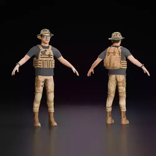 Low Poly Military Character  Low-poly 3D model