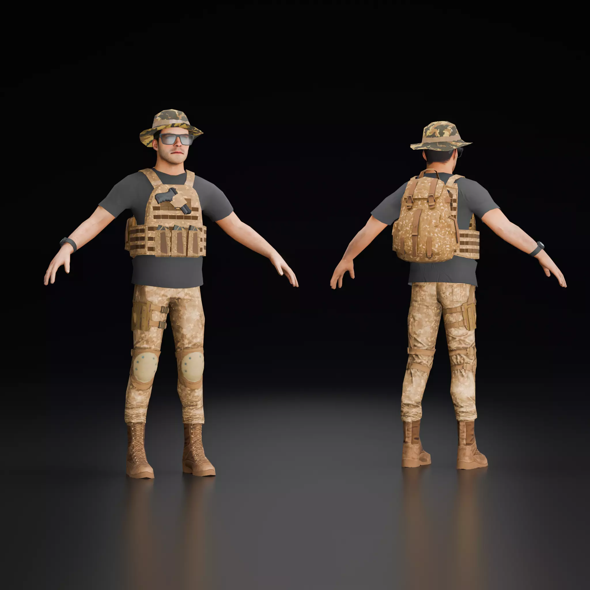 Low Poly Military Character  Low-poly 3D model_0