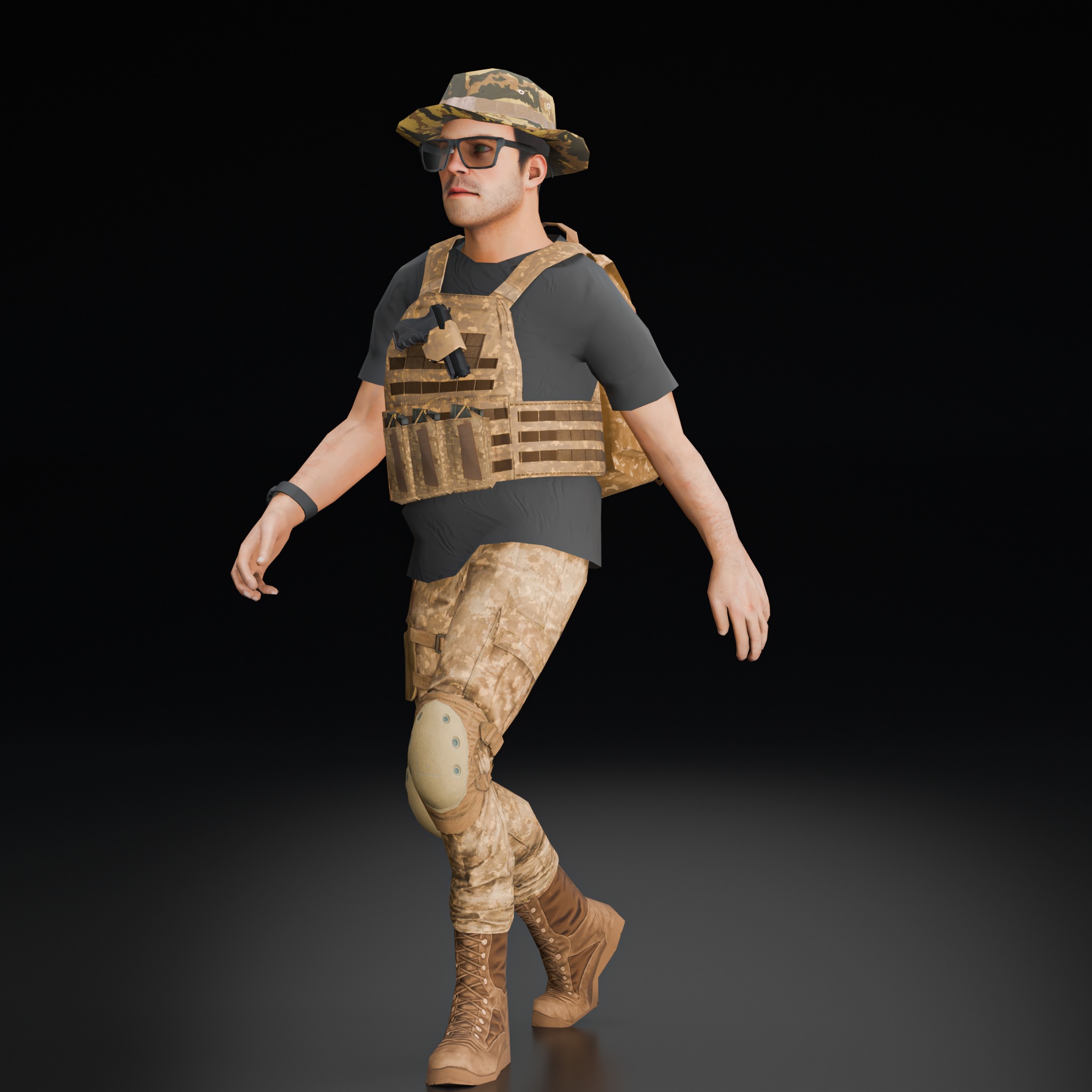 Low Poly Military Character  Low-poly 3D model_3