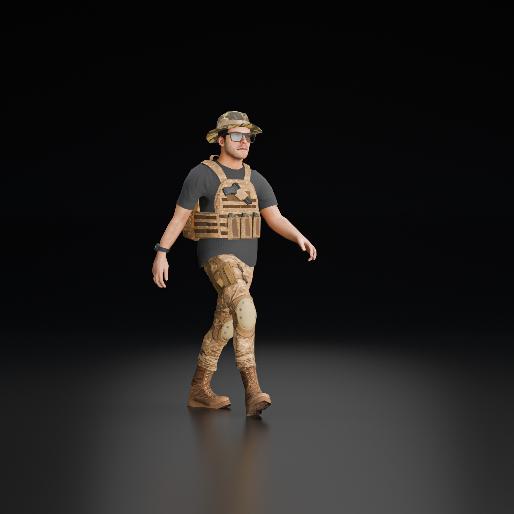 Low Poly Military Character  Low-poly 3D model_2