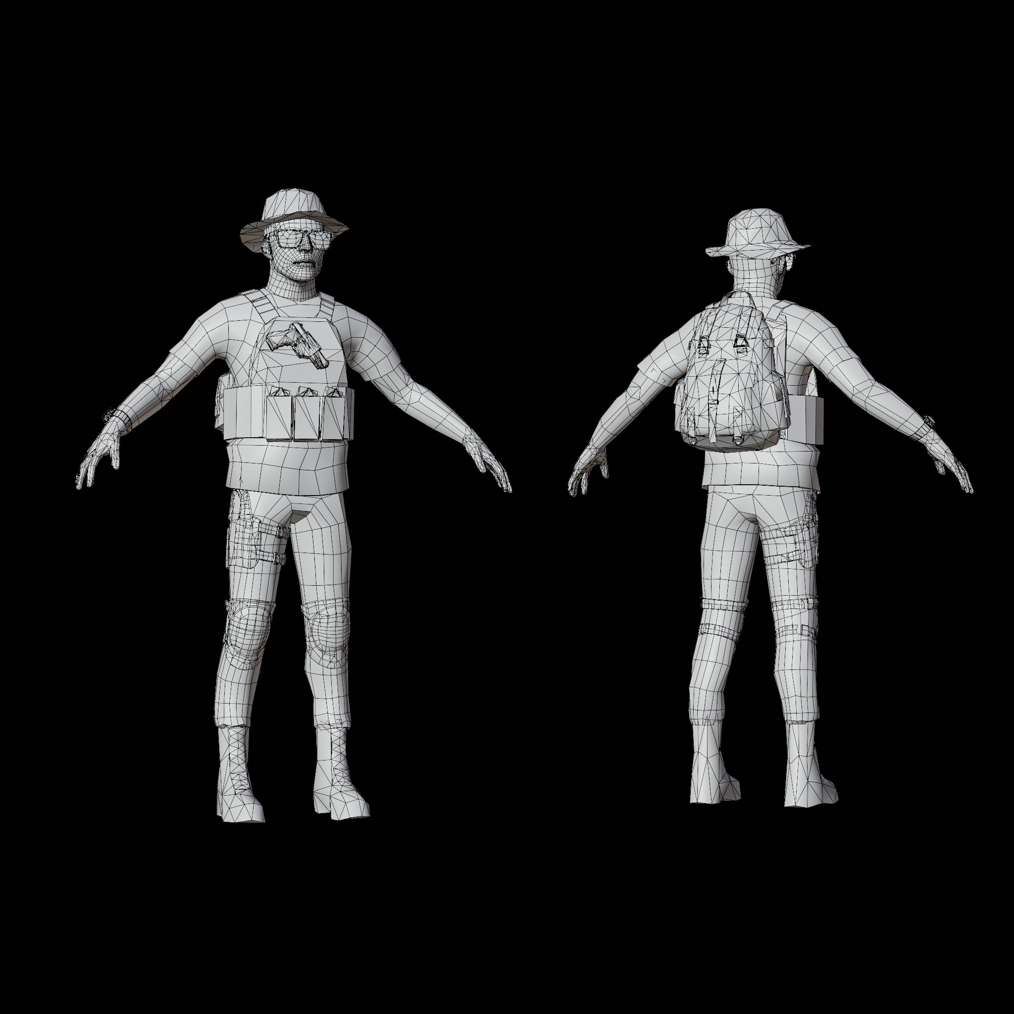 Low Poly Military Character  Low-poly 3D model_5