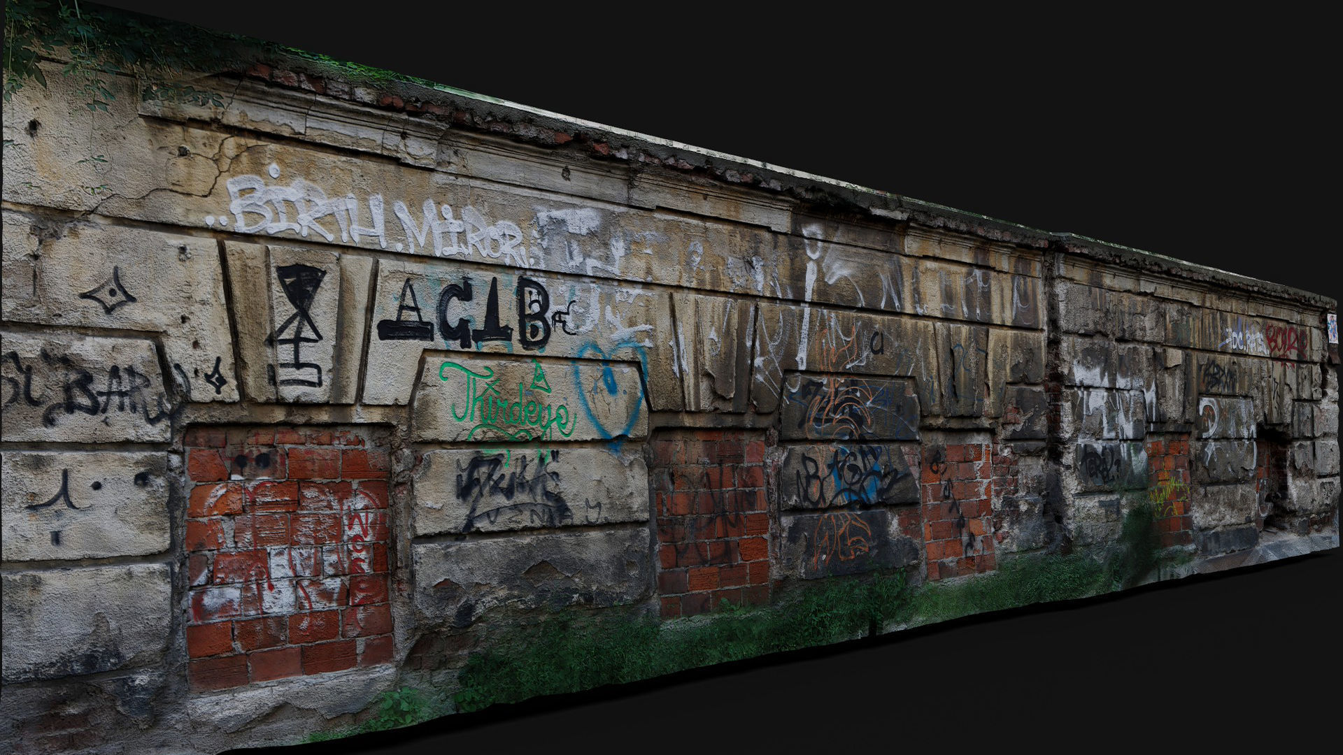damaged plaster wall derelict building photogrammetry Low-poly 3D model_4