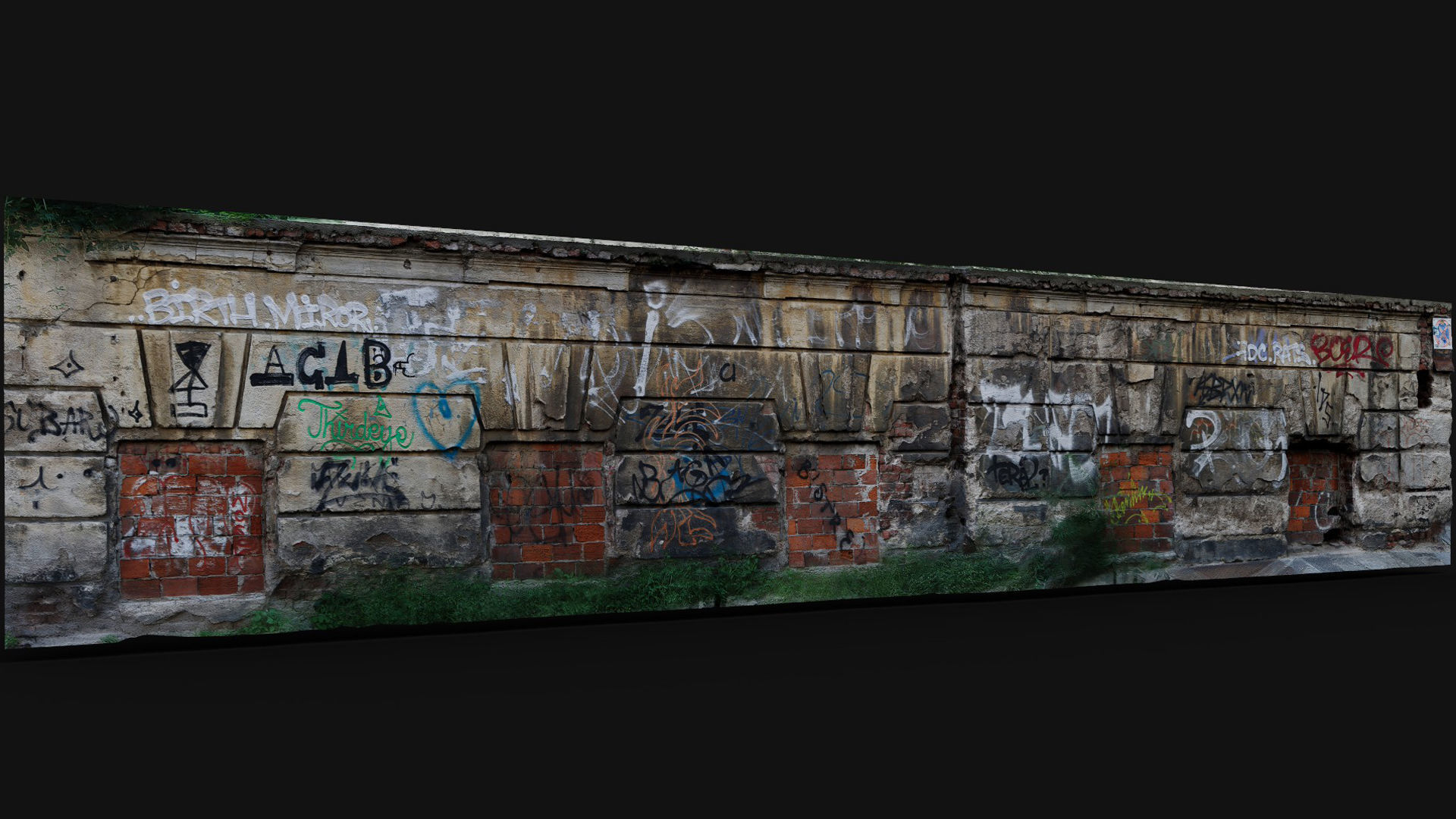 damaged plaster wall derelict building photogrammetry Low-poly 3D model_3