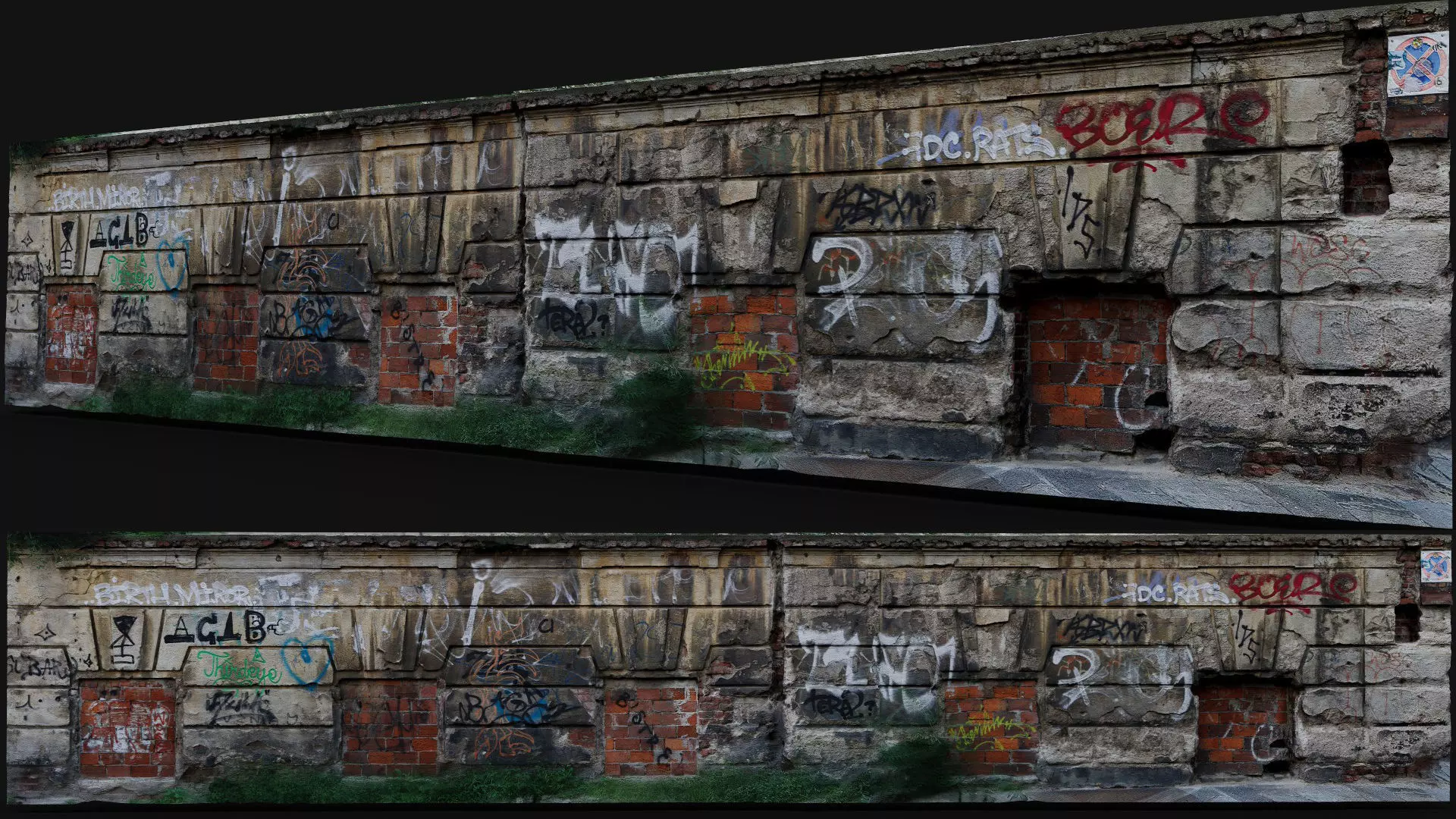 damaged plaster wall derelict building photogrammetry Low-poly 3D model_0
