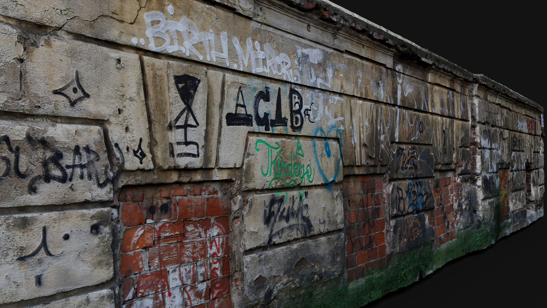 damaged plaster wall derelict building photogrammetry Low-poly 3D model_5