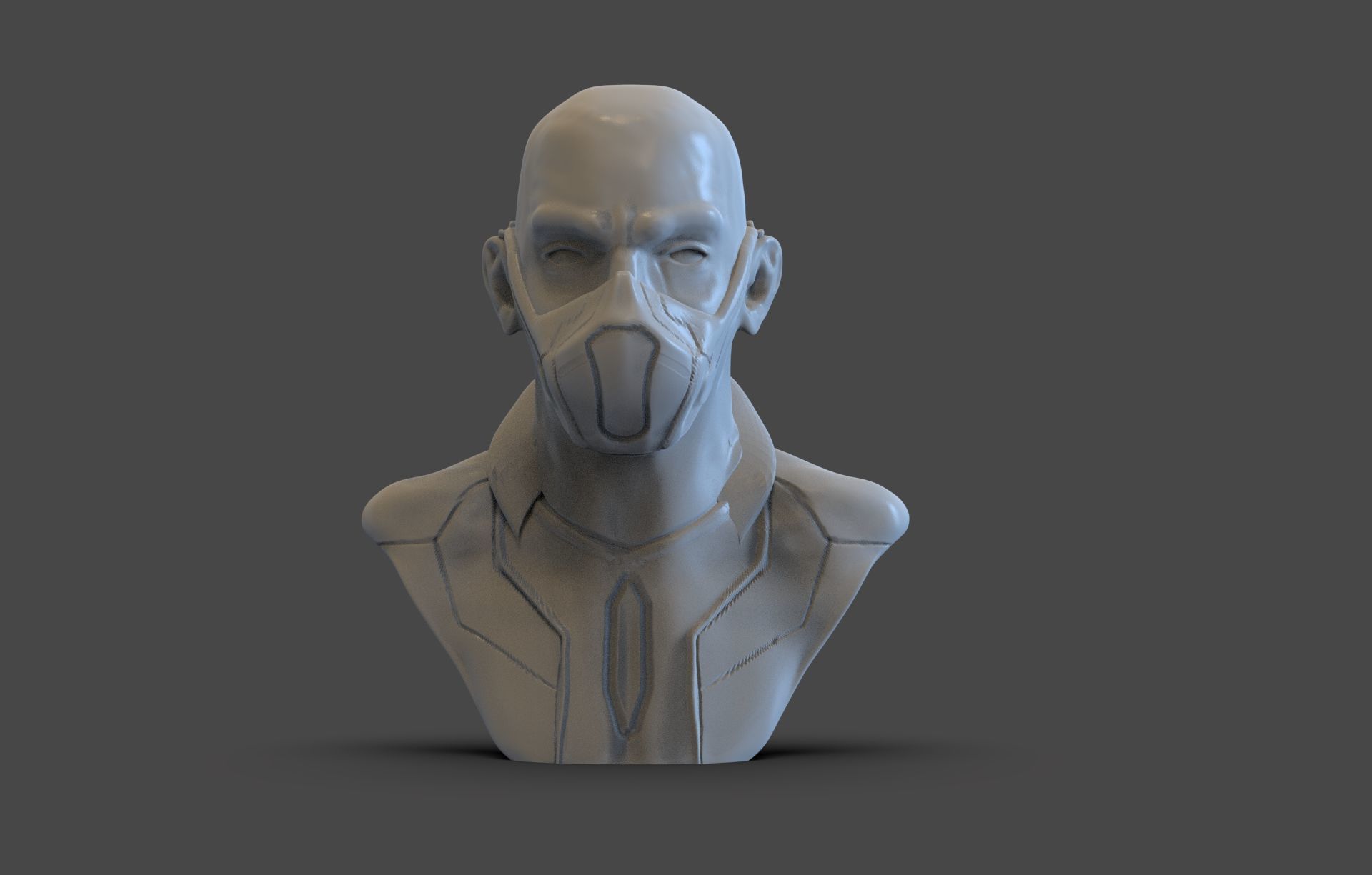 Sci Fi Men Bust 3D print model_1