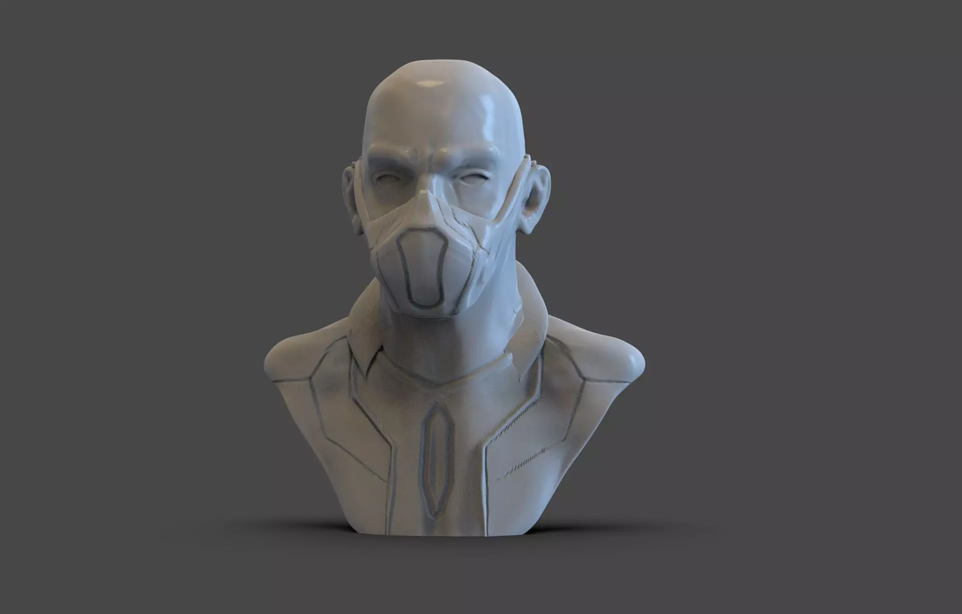 Sci Fi Men Bust 3D print model_0