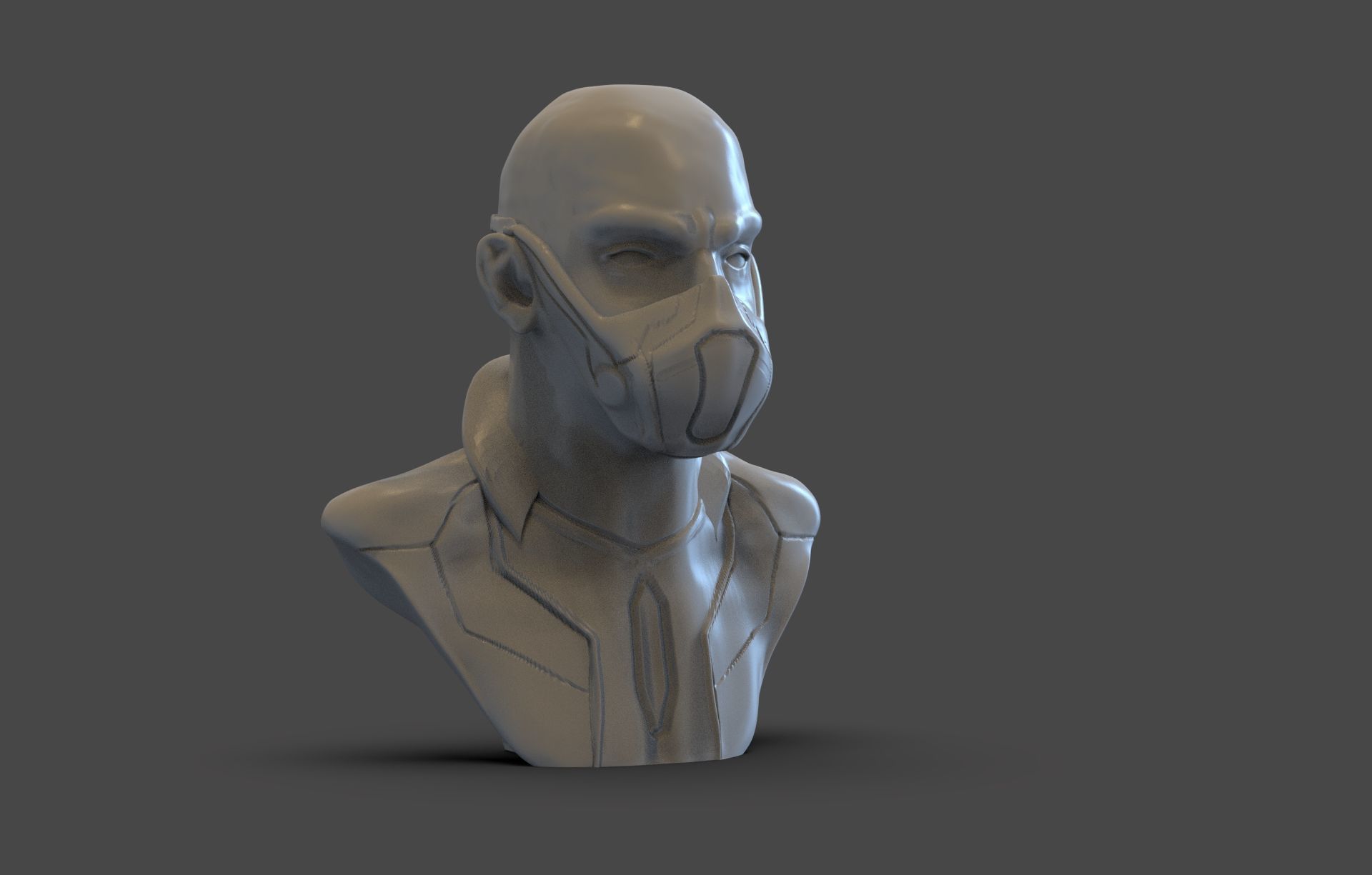 Sci Fi Men Bust 3D print model_2