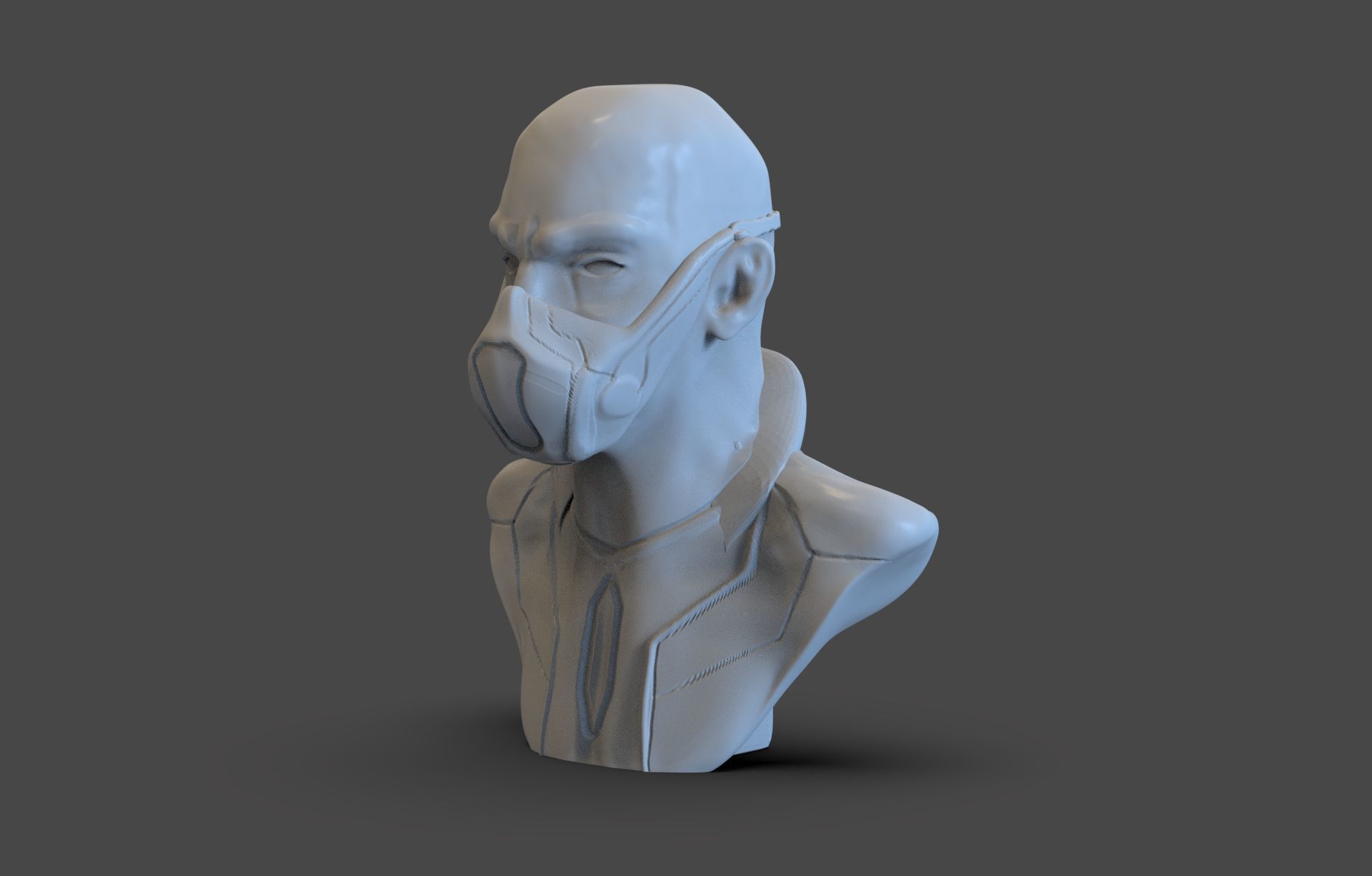 Sci Fi Men Bust 3D print model_3