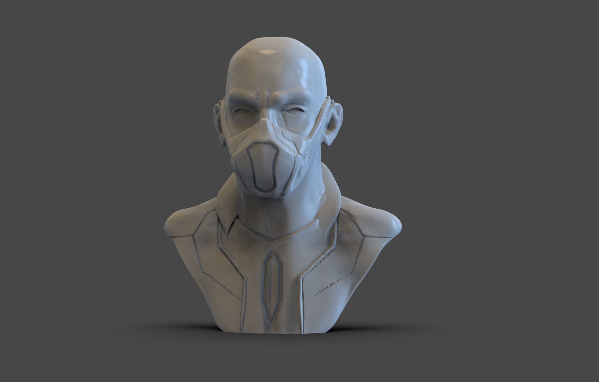 Sci Fi Men Bust 3D print model_4