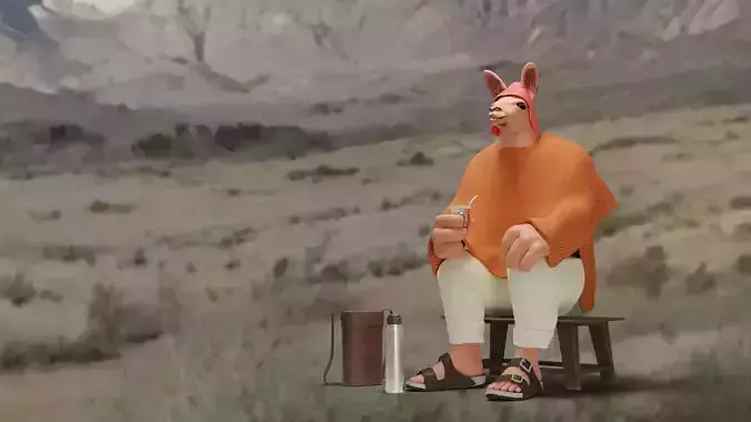 Llama sipping the mate