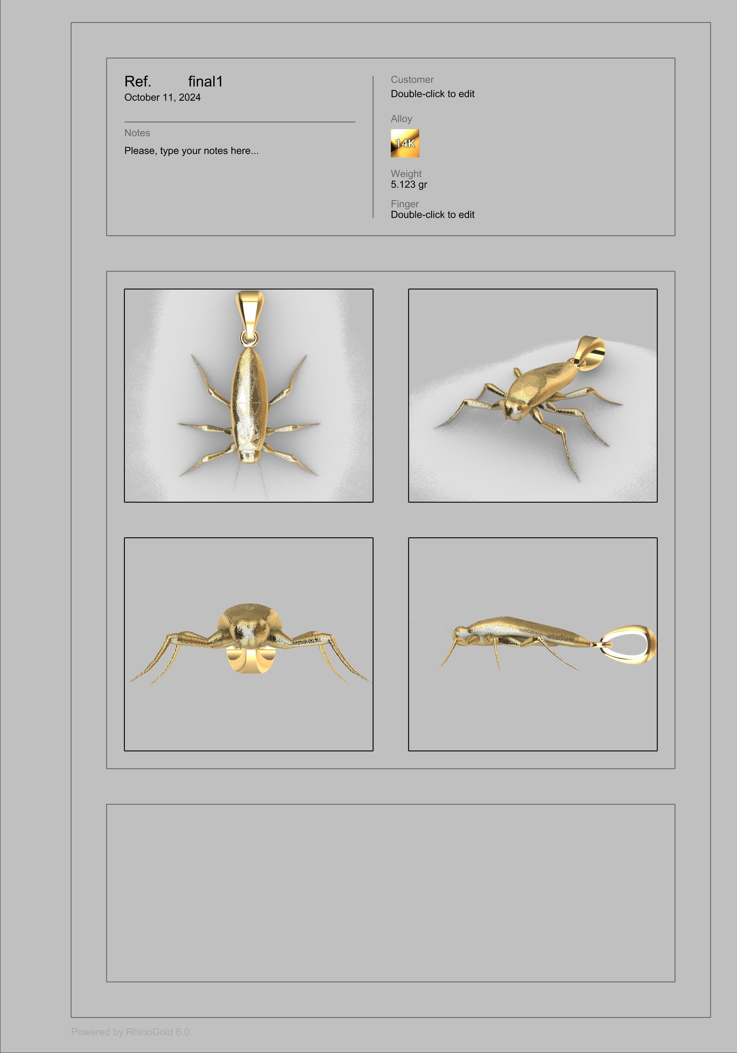 COCKROACH Pendant Necklace 3D print model_31