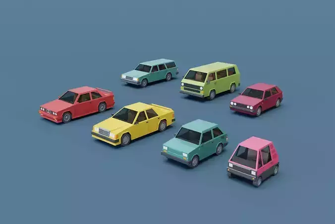 Stylized Euro Cars 80s Pack