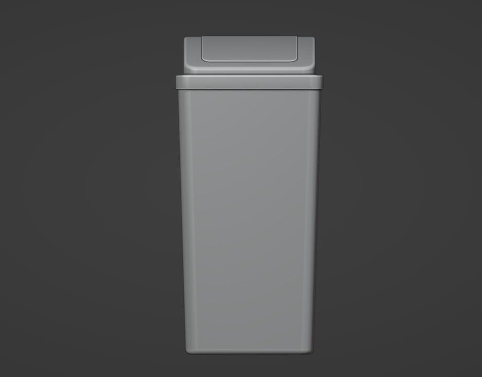 Trash Can Low-poly 3D model_8