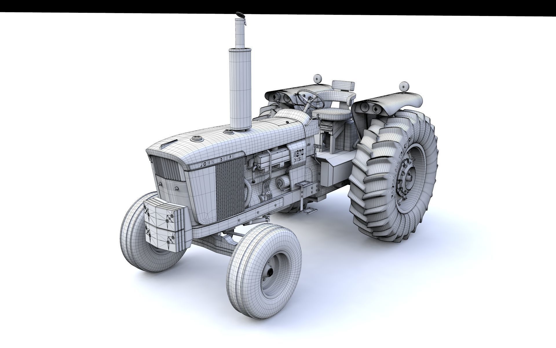John Deere 4620 Tractor 1971 With Cabine 3D model_14
