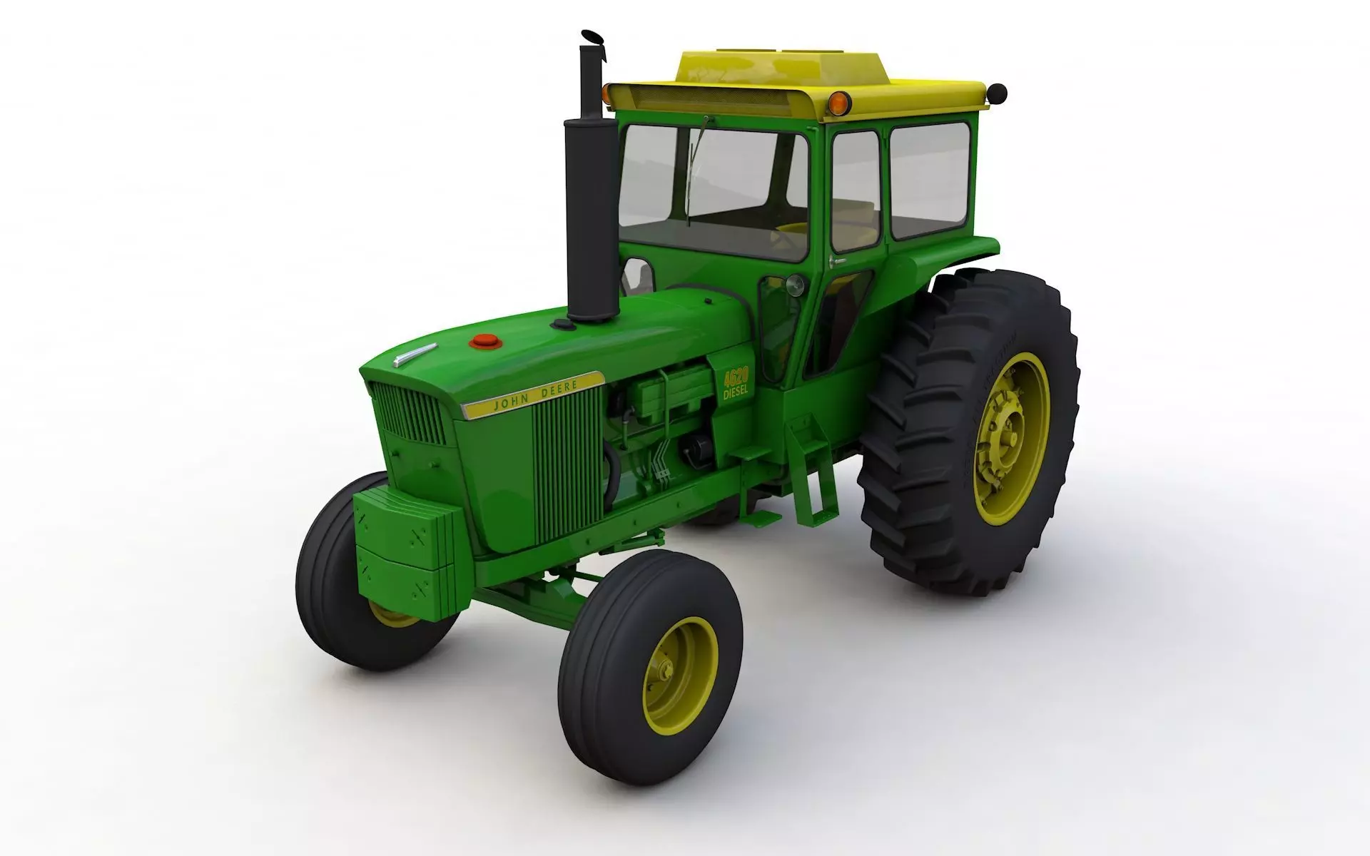 John Deere 4620 Tractor 1971 With Cabine 3D model_0