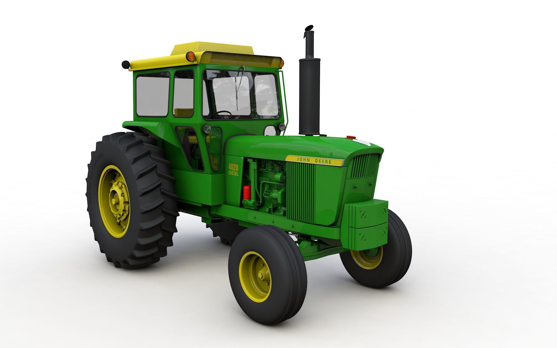 John Deere 4620 Tractor 1971 With Cabine 3D model_8