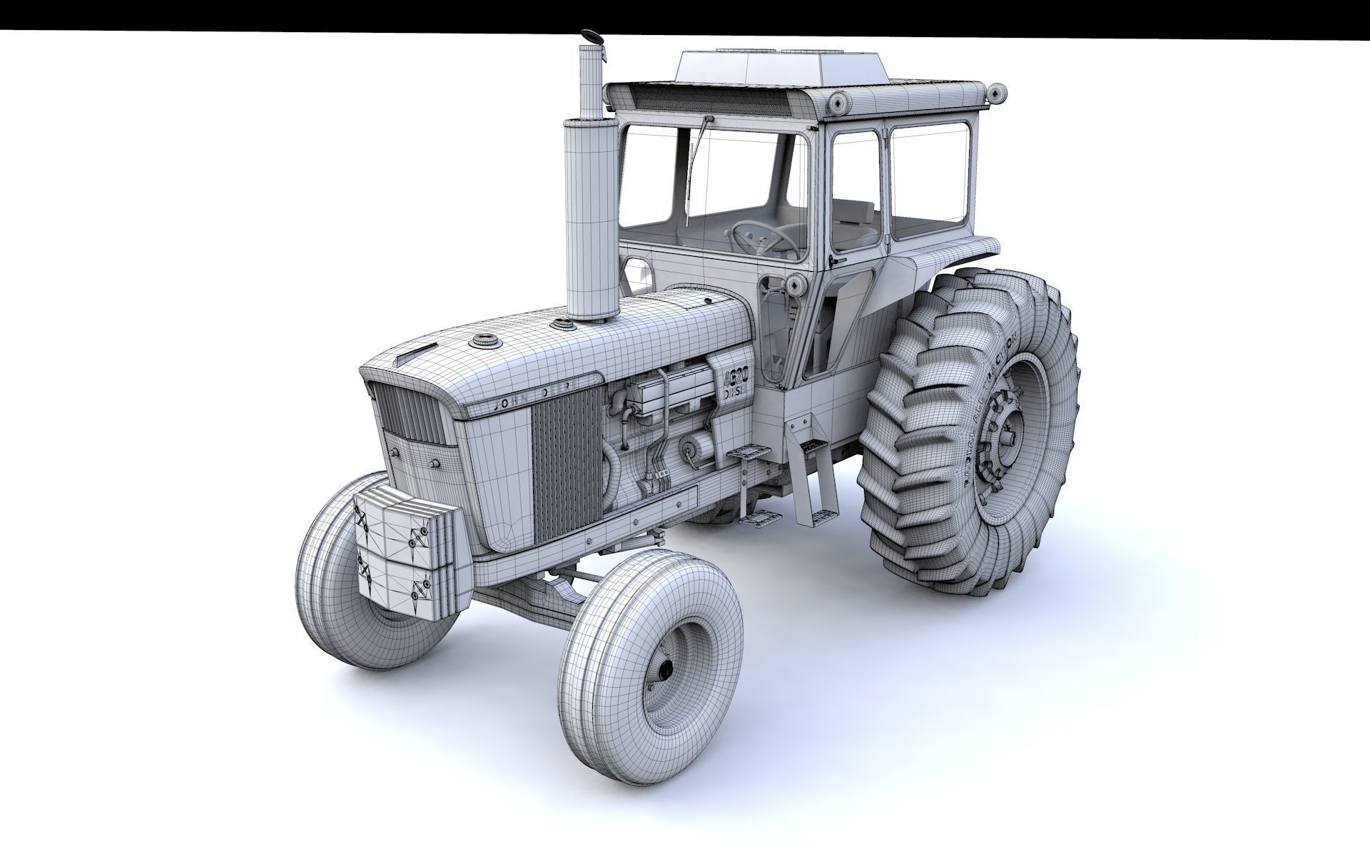 John Deere 4620 Tractor 1971 With Cabine 3D model_12