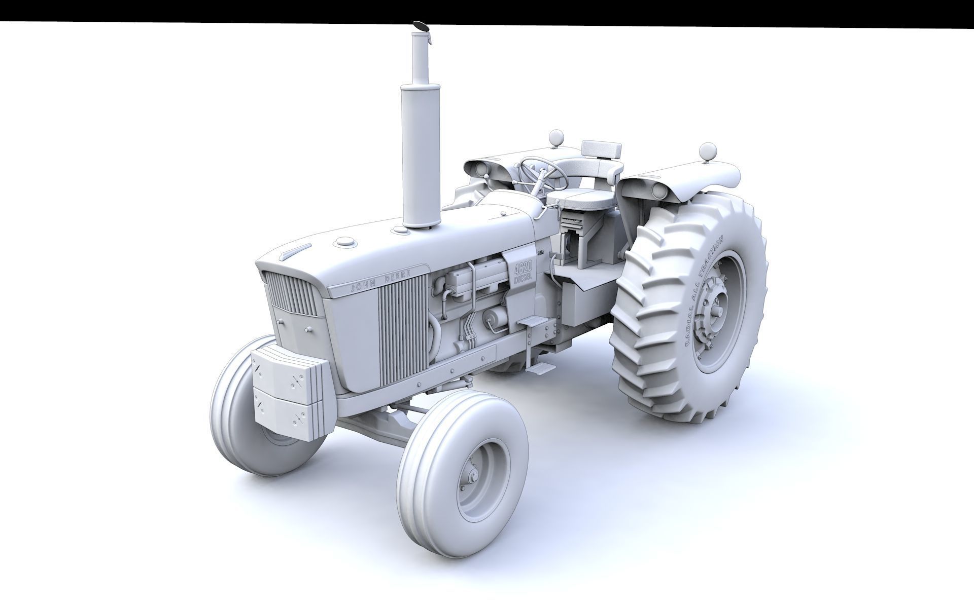 John Deere 4620 Tractor 1971 With Cabine 3D model_15