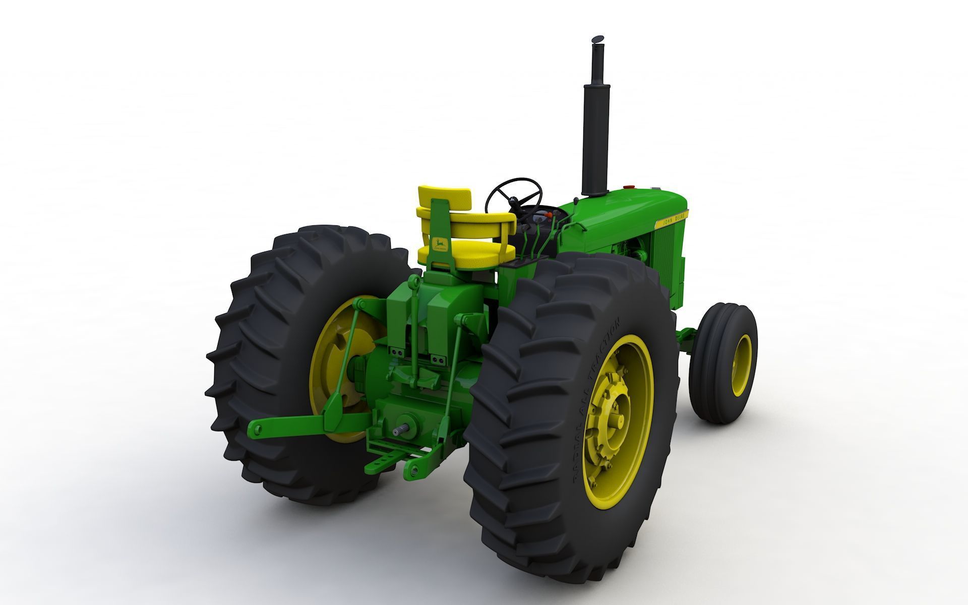 John Deere 4620 Tractor 1971 With Cabine 3D model_5