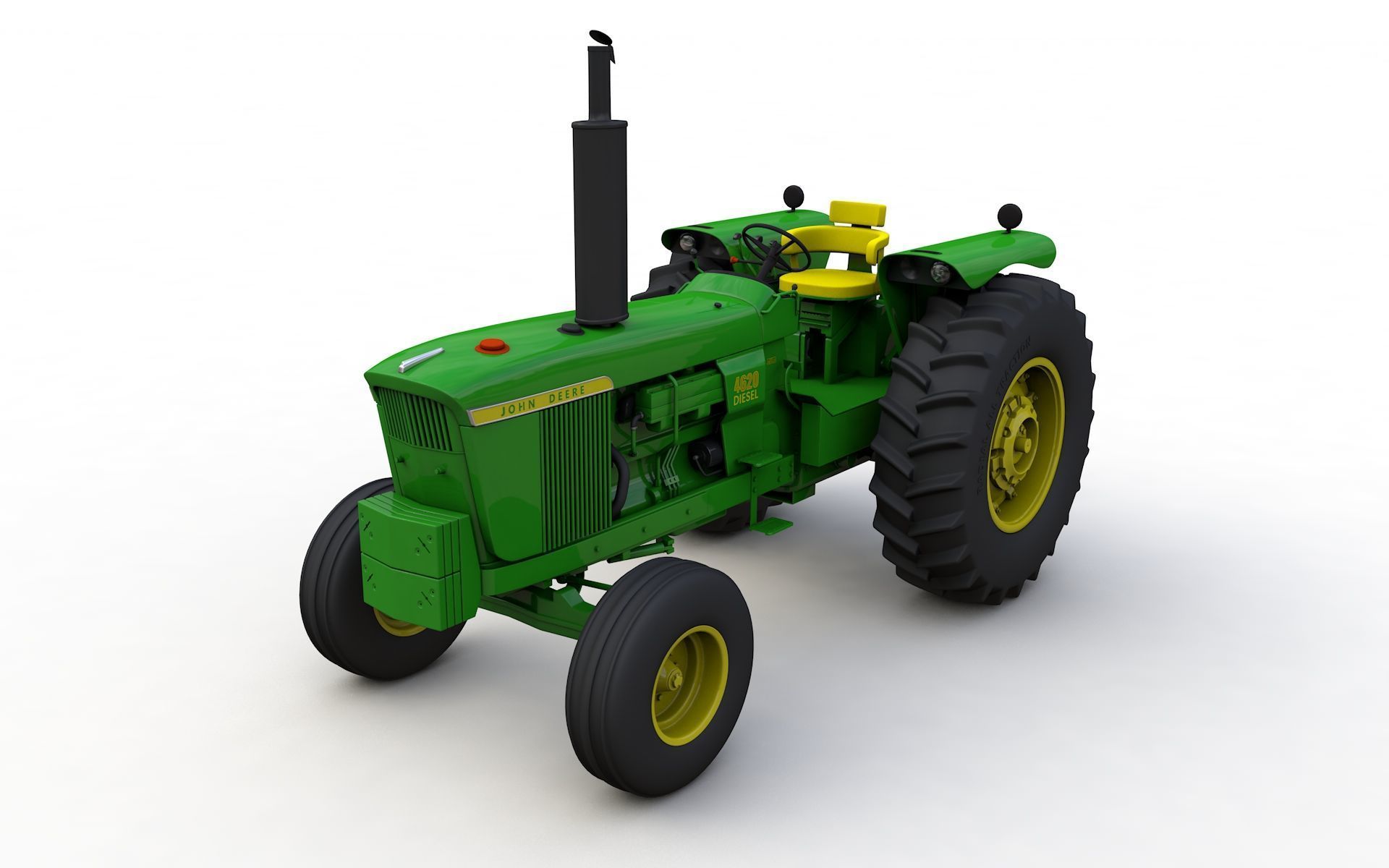 John Deere 4620 Tractor 1971 With Cabine 3D model_1