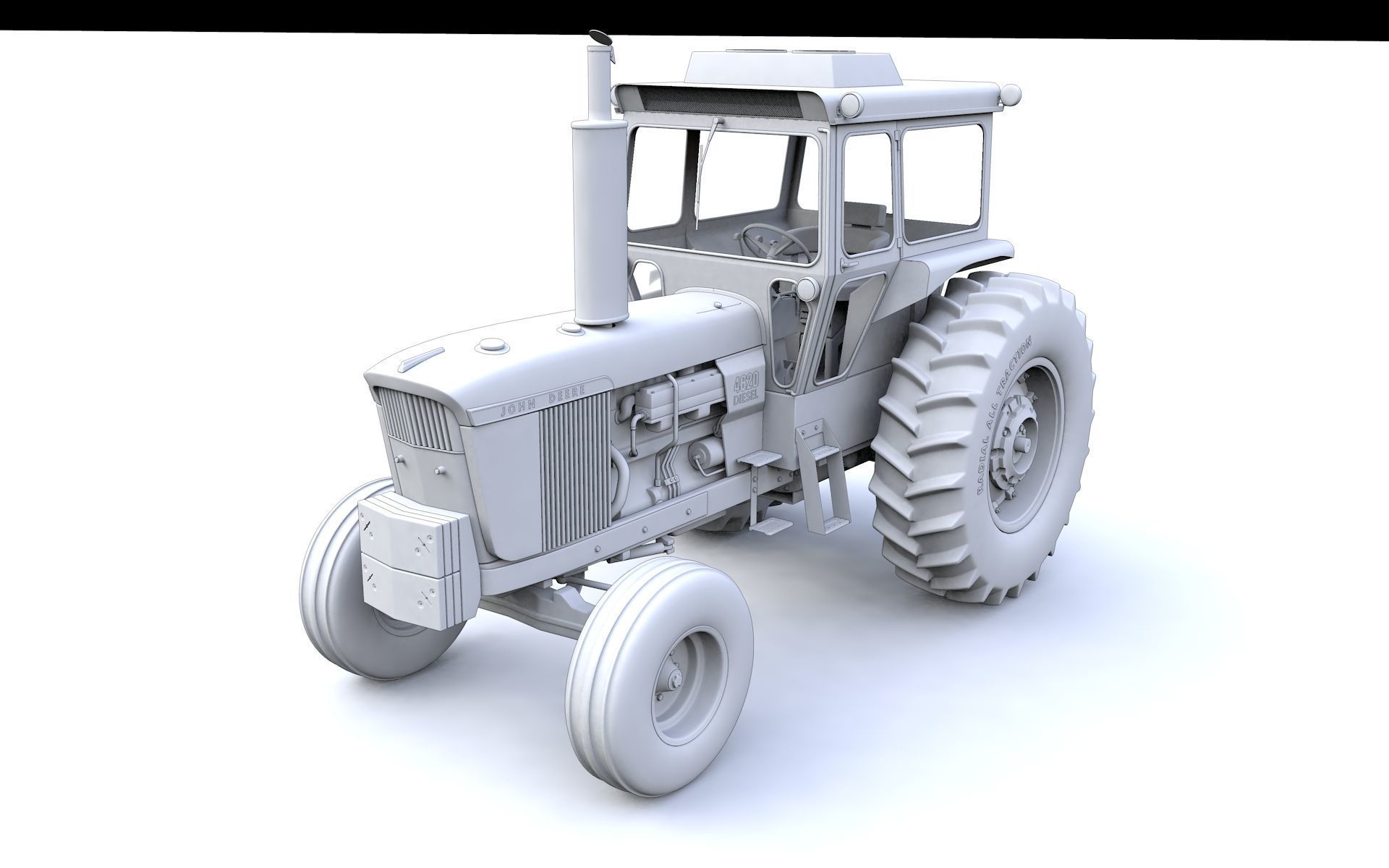 John Deere 4620 Tractor 1971 With Cabine 3D model_13