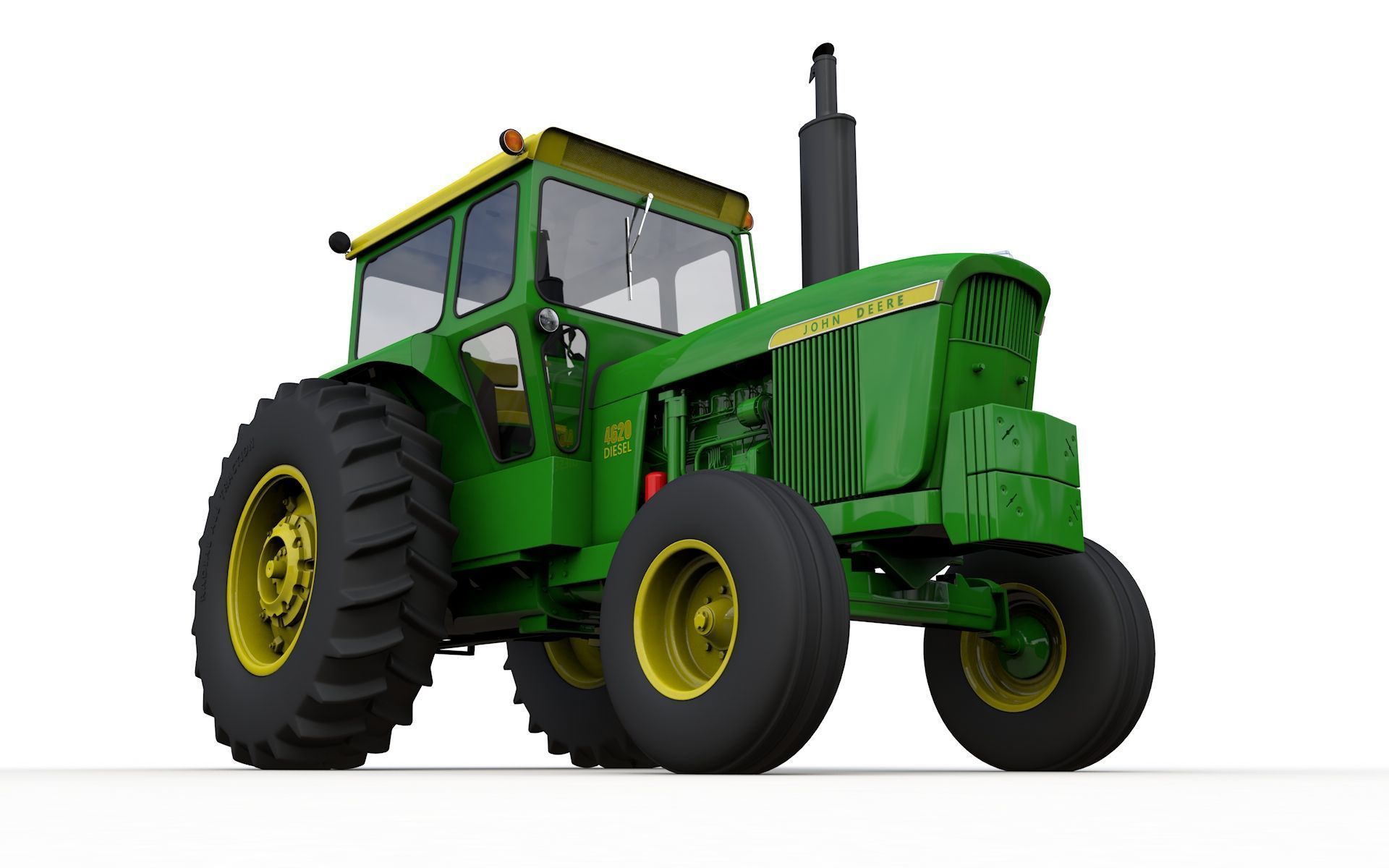 John Deere 4620 Tractor 1971 With Cabine 3D model_2
