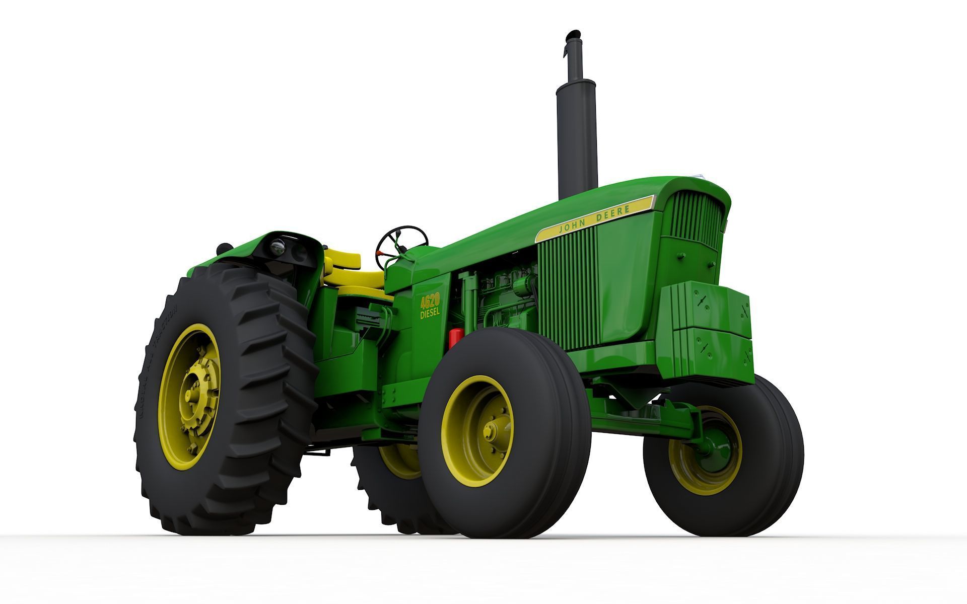 John Deere 4620 Tractor 1971 With Cabine 3D model_3