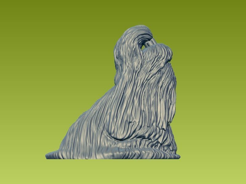Long-haired dog sculpture - 3D print 3D print model_3