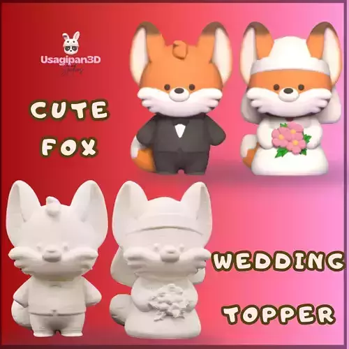 Cute Fox Wedding Topper