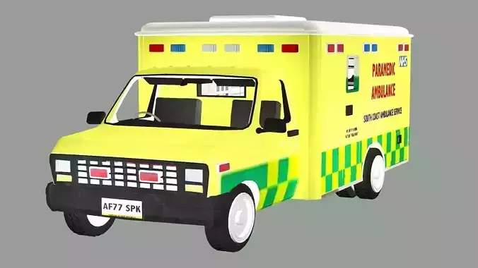 Ambulance Box Truck Rigged lender Low-poly 3D Model 3D model