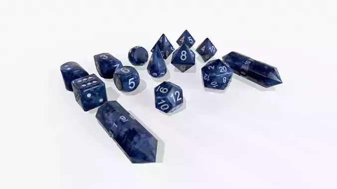 Customizable Dice Set Space Themed Low-poly 3D model