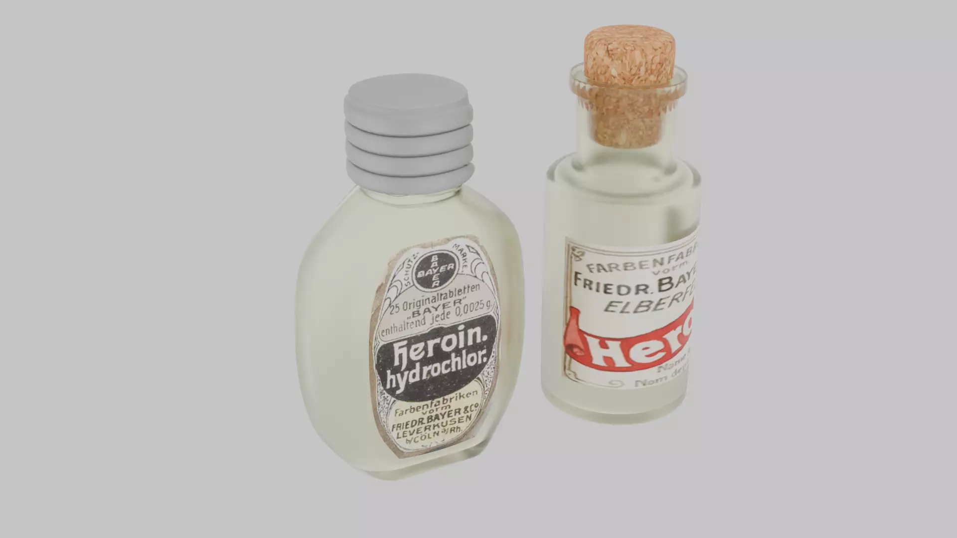 19th Century Bayer Heroin Bottles medicine drug Low-poly 3D model_0