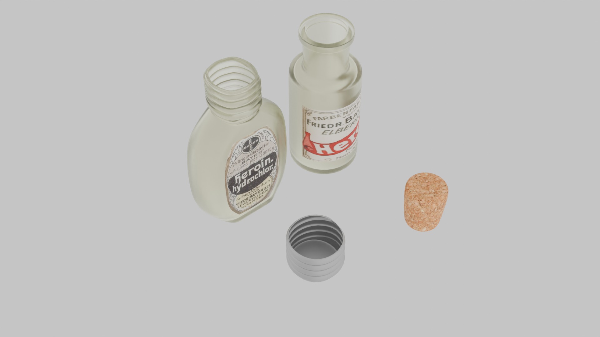 19th Century Bayer Heroin Bottles medicine drug Low-poly 3D model_2