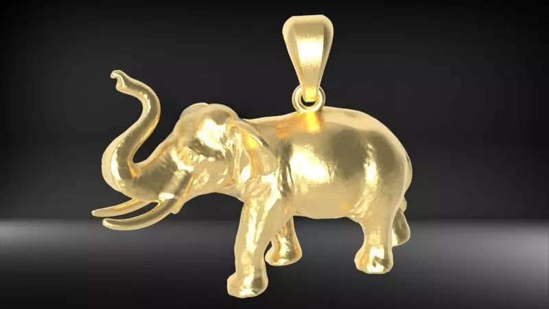 Solid Elephant Necklace Charm Pendant animal jewelry t 3D print model