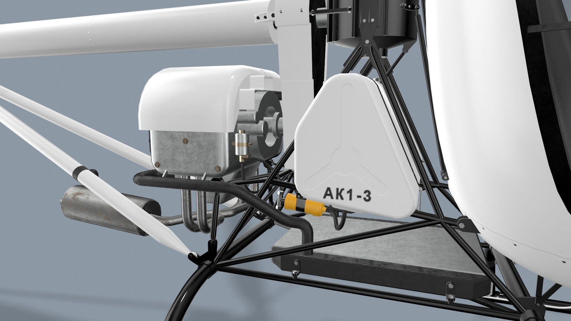 Helicopter AK1-3 Sanka Low-poly 3D model_6