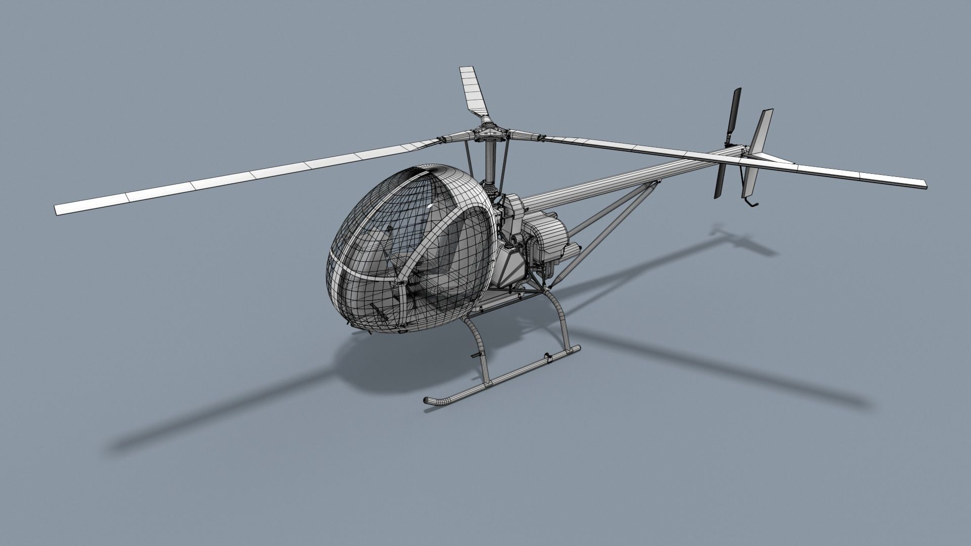 Helicopter AK1-3 Sanka Low-poly 3D model_11