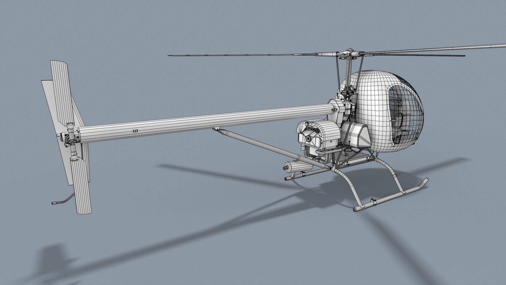 Helicopter AK1-3 Sanka Low-poly 3D model_13