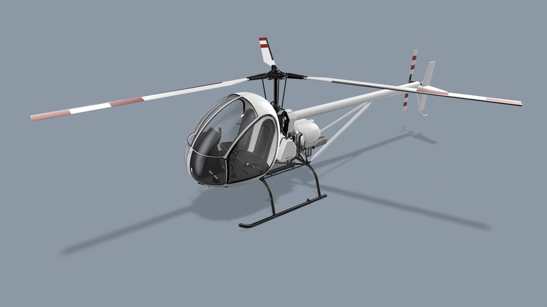 Helicopter AK1-3 Sanka Low-poly 3D model_1