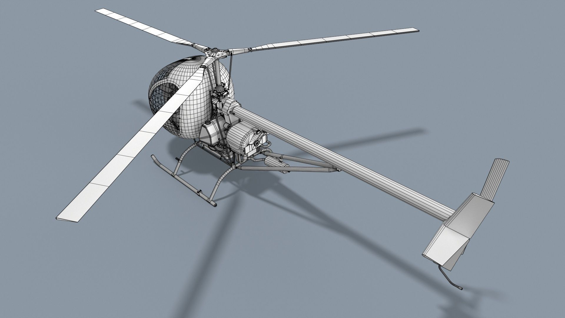 Helicopter AK1-3 Sanka Low-poly 3D model_12