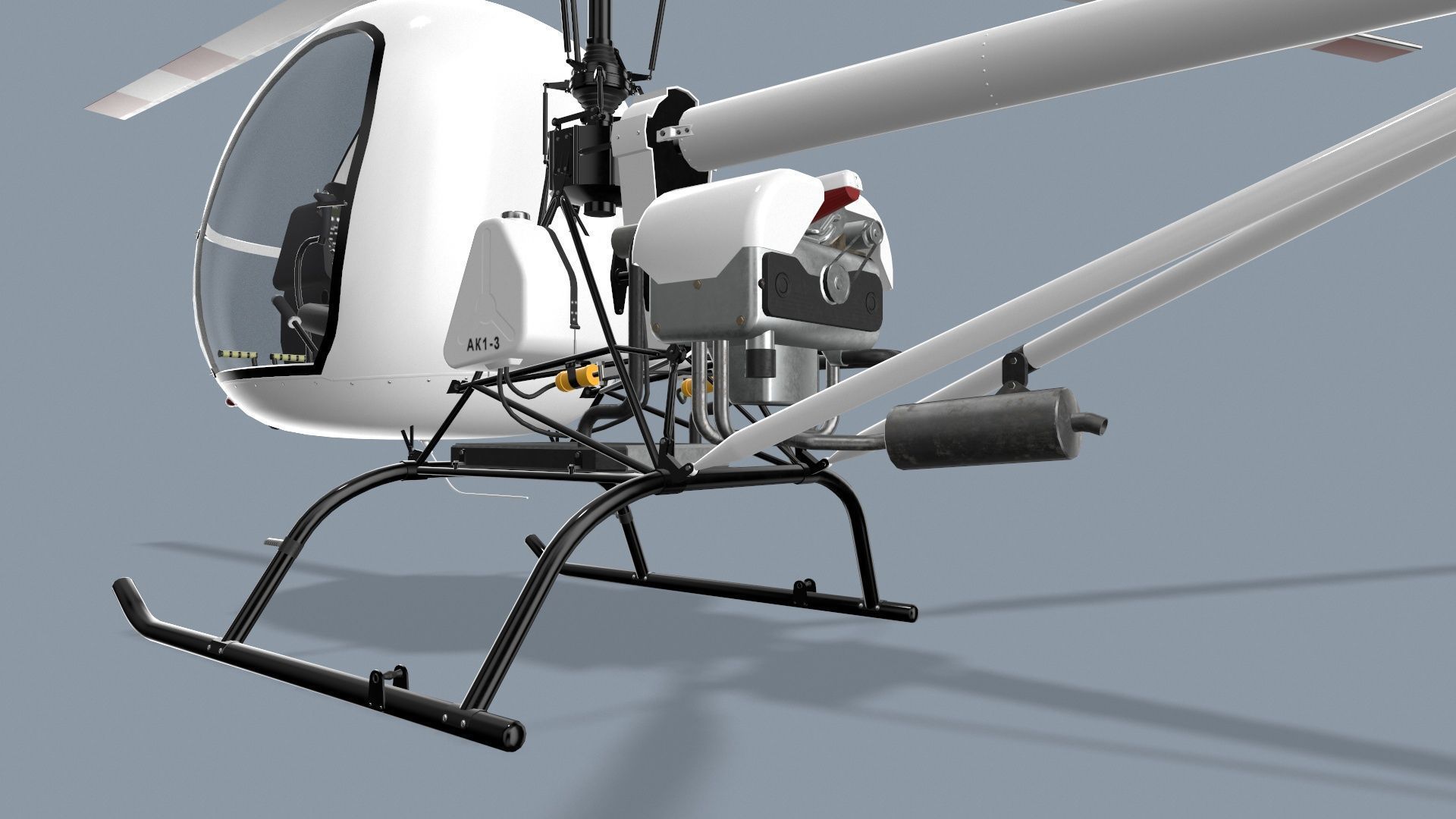 Helicopter AK1-3 Sanka Low-poly 3D model_10