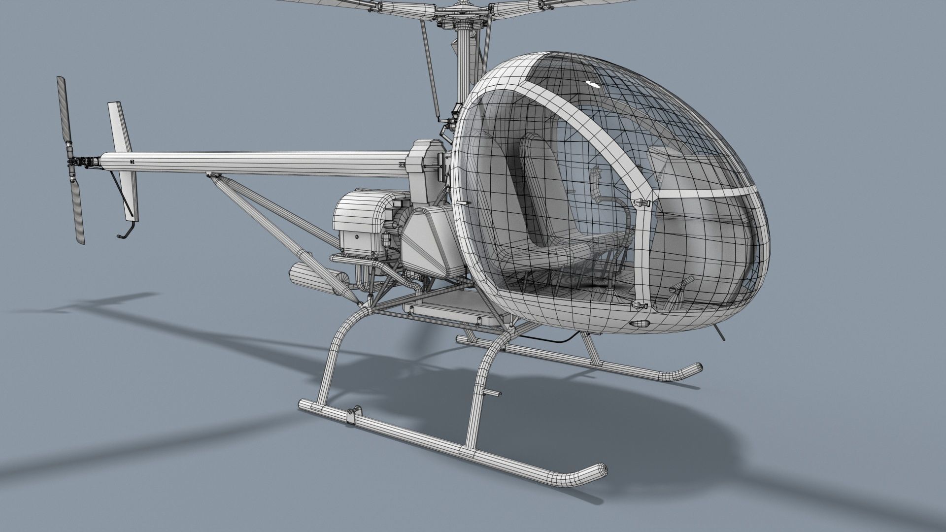 Helicopter AK1-3 Sanka Low-poly 3D model_14