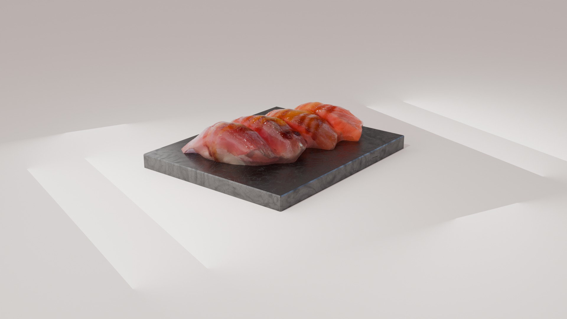 Sushi special Salmon and Tuna nigiri with teriyaki mango sauce 3D model_10