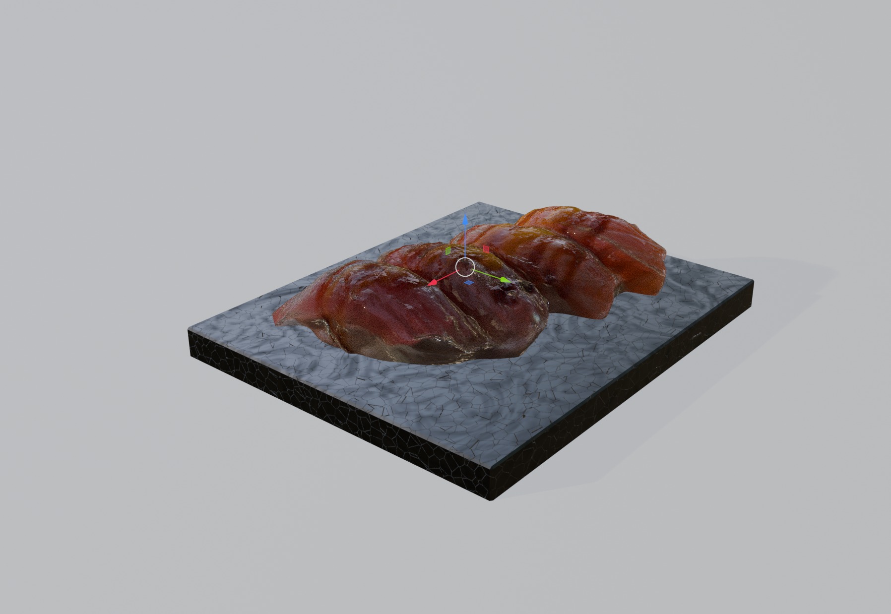 Sushi special Salmon and Tuna nigiri with teriyaki mango sauce 3D model_5