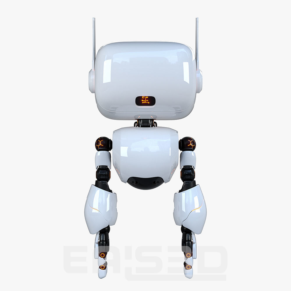 Cute Robot H-74 Blue 3D model_21