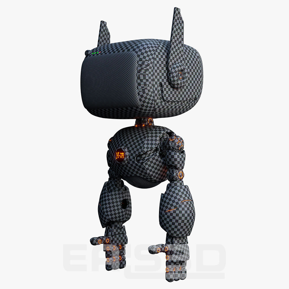 Cute Robot H-74 Blue 3D model_28